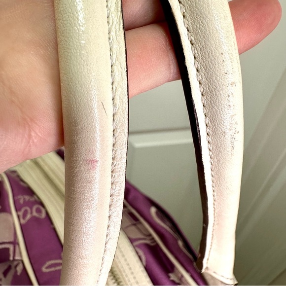 Coach Vintage Horse & Carriage Satchel White Leather Trim Purple Jacquard - Picture 7 of 14